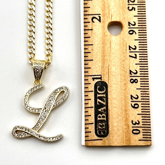 18K Gold Plated over 925 Solid Sterling Silver "L" Letter Necklace - Picture 3 of 9